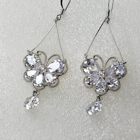 Dazzling Butterfly Crystal Drop Earring - Picture 2 of 8